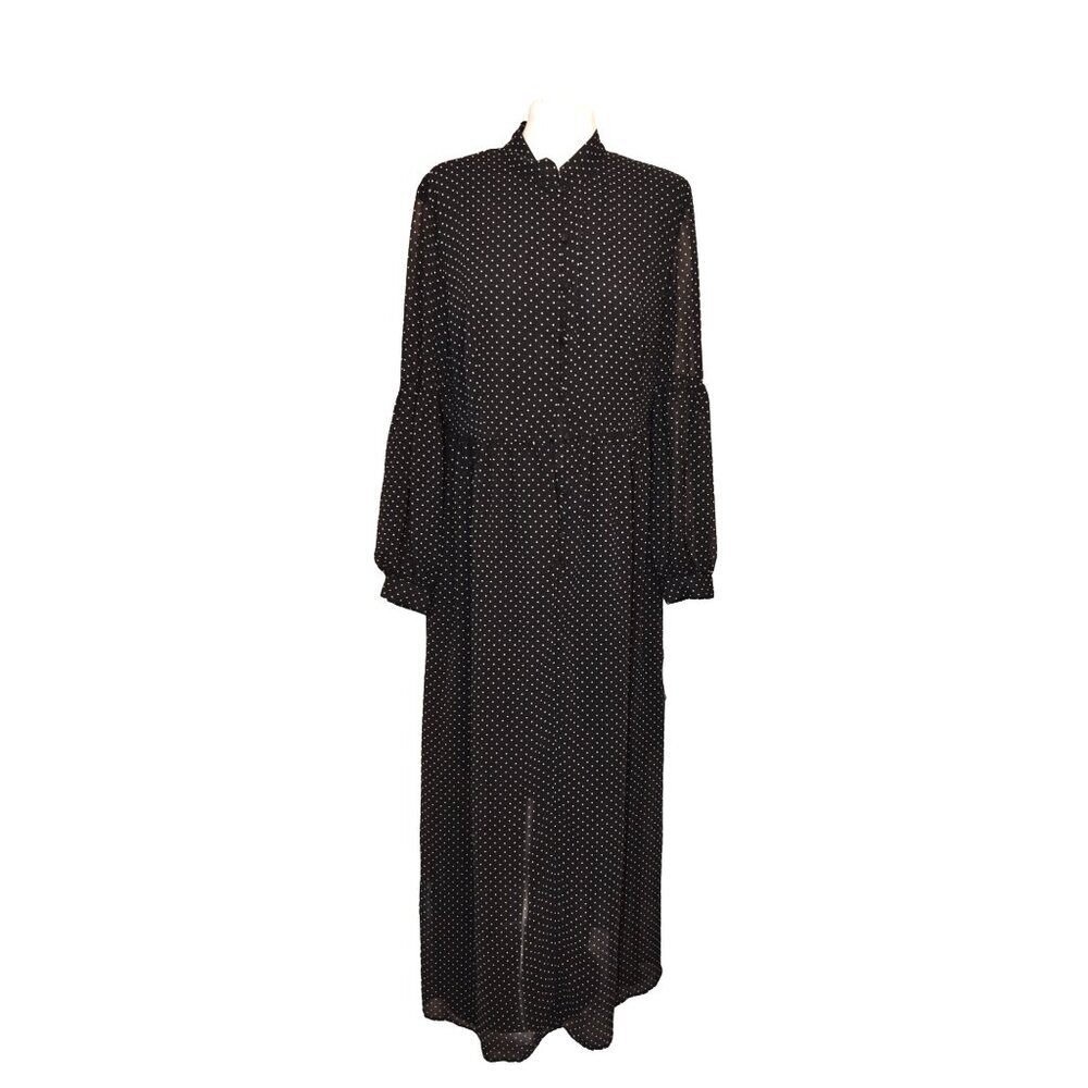 Who What Wear Black Polka Dot Maxi Dress